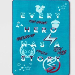 Plush 62 X 90 Marvel Kids Rising Twin Bed Blanket Teal